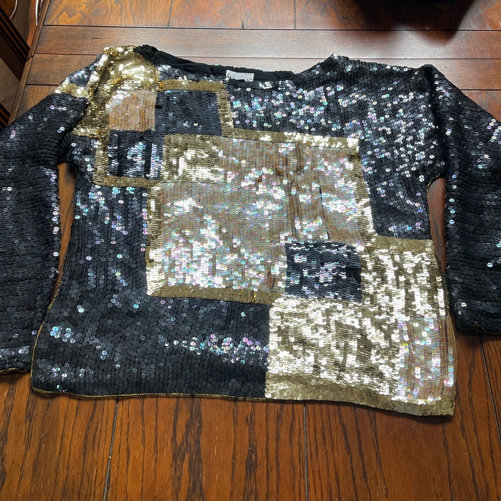 Vintage 1980’s blouse top Sho Max Originals sequin silk